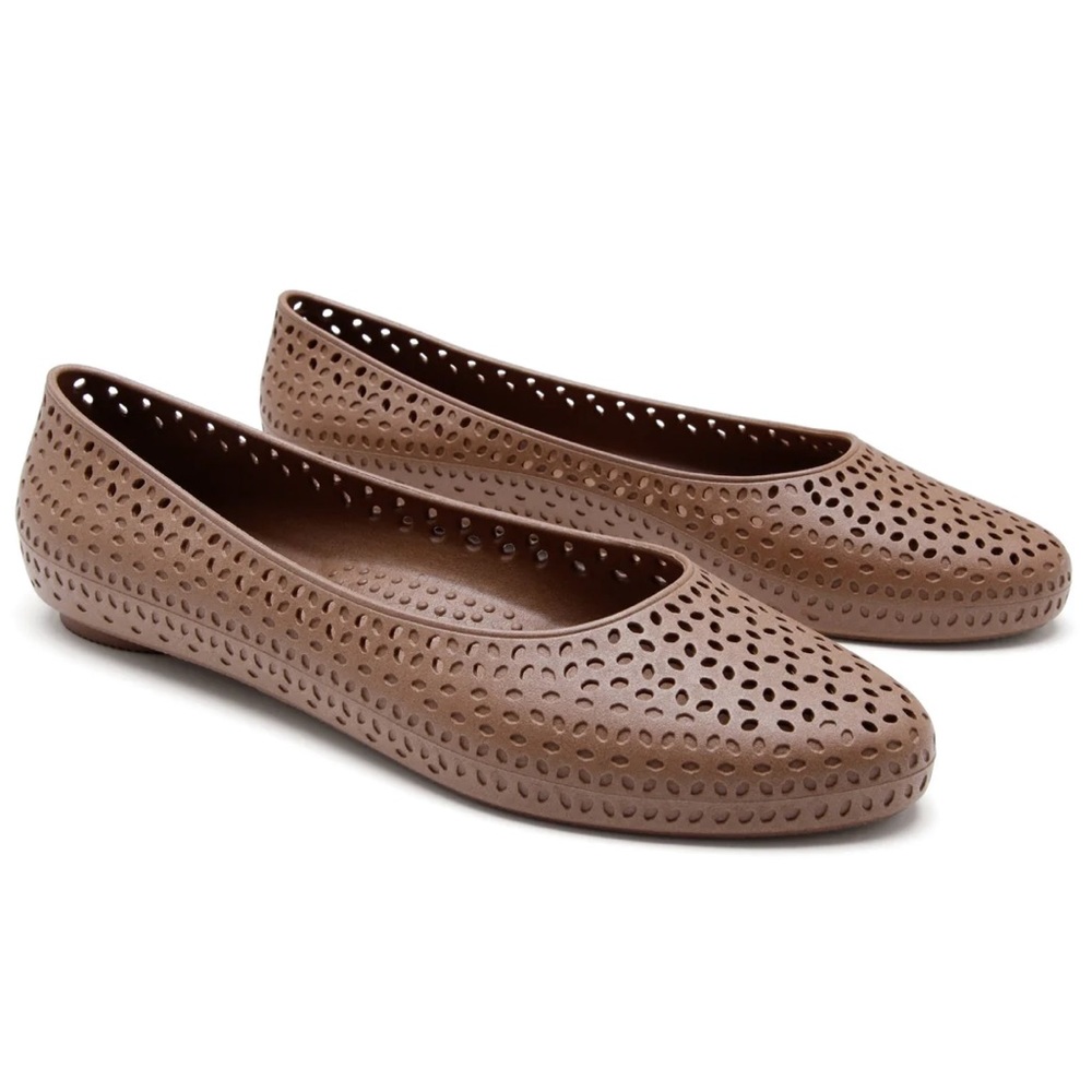 Okabashi Samantha Jelly Ballet Flats in Color Toffee Perforated Laser Cut Size 9
